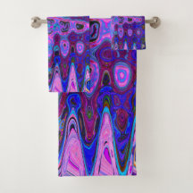 Abstract Mozaïek Roze en Blauw Wavy Retro
