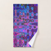 Abstract Mozaïek Roze en Blauw Wavy Retro Bad Handdoek (Handdoek)