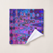 Abstract Mozaïek Roze en Blauw Wavy Retro Bad Handdoek (Wasdoekje)