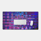 Abstract Mozaïek Roze en Blauw Wavy Retro Bureaumat (Keyboard & Muis)