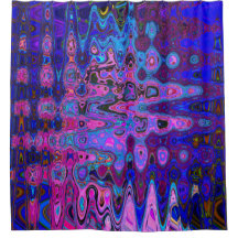 Abstract Mozaïek Roze en Blauw Wavy Retro