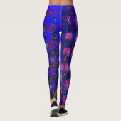 Abstract Mozaïek Roze en Blauw Wavy Retro Leggings (Achterkant)