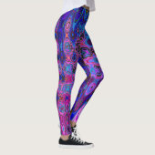 Abstract Mozaïek Roze en Blauw Wavy Retro Leggings (Rechts)