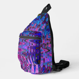 Abstract Mozaïek Roze en Blauw Wavy Retro Sling Bag