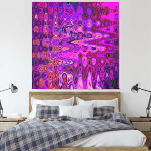 Abstract mozaïek roze en paarse golvende retro canvas afdruk