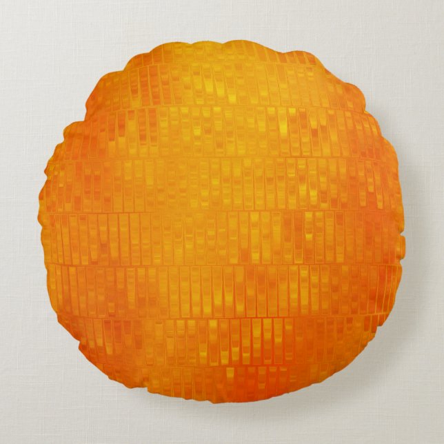 Abstract Mozaïek Sinaasappel: Bright Gloss Rond Kussen (Voorkant)