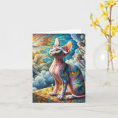 Abstract Mozaïek Sphynx Kat Groet Kaart (Gele Bloem)