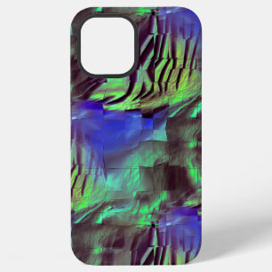 Abstract mozaïek tekening van landelijke groen en iPhone 12 pro max hoesje