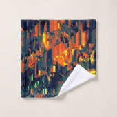 Abstract mozaïek van ontheemde kampvuur op groen bad handdoek (Wasdoekje)