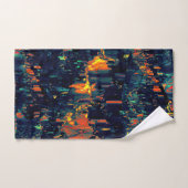 Abstract mozaïek van ontheemde kampvuur op groen bad handdoek (Handdoek)