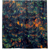 Abstract mozaïek van ontheemde kampvuur op groen douchegordijn (Voorkant)