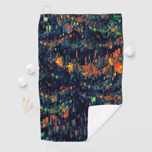 Abstract mozaïek van ontheemde kampvuur op groen golfhanddoek (Insitu)