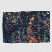 Abstract mozaïek van ontheemde kampvuur op groen golfhanddoek (Horizontaal)