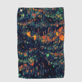 Abstract mozaïek van ontheemde kampvuur op groen golfhanddoek (Voorkant)