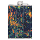 Abstract mozaïek van ontheemde kampvuur op groen heupfles (Achterkant)