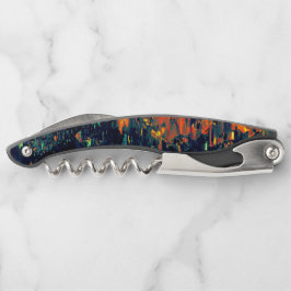 Abstract mozaïek van ontheemde kampvuur op groen kurkentrekker