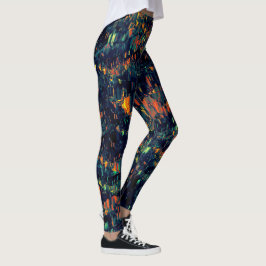 Abstract mozaïek van ontheemde kampvuur op groen leggings