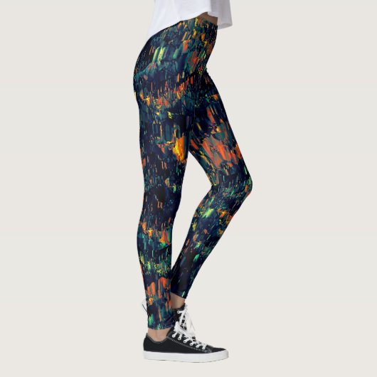 Abstract mozaïek van ontheemde kampvuur op groen leggings (Rechts)