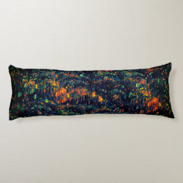 Abstract mozaïek van ontheemde kampvuur op groen lichaamskussen