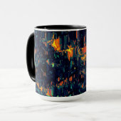 Abstract mozaïek van ontheemde kampvuur op groen mok (Voorkant links)