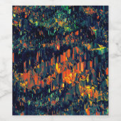 Abstract mozaïek van ontheemde kampvuur op groen wijn etiket (Enkel label)