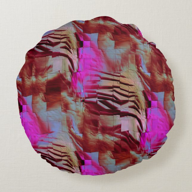 Abstract mozaïek van rustieke roze en roestige rond kussen (Achterkant)