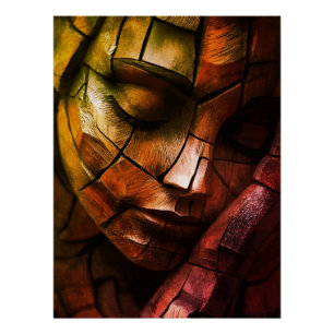 Abstract mozaïek vrouwelijk gezicht wanddecoratie