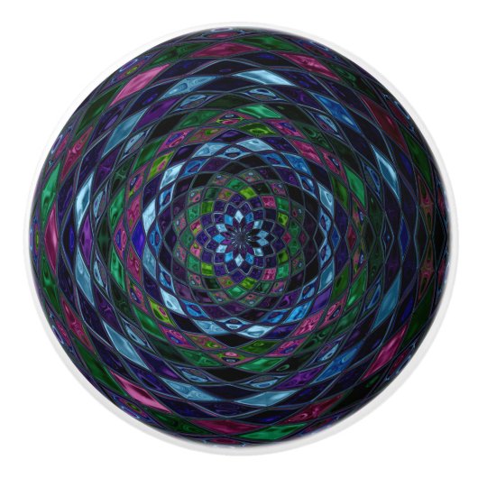 Abstract mozaïekGlas in lood #11 Keramische Knop (Voorkant)