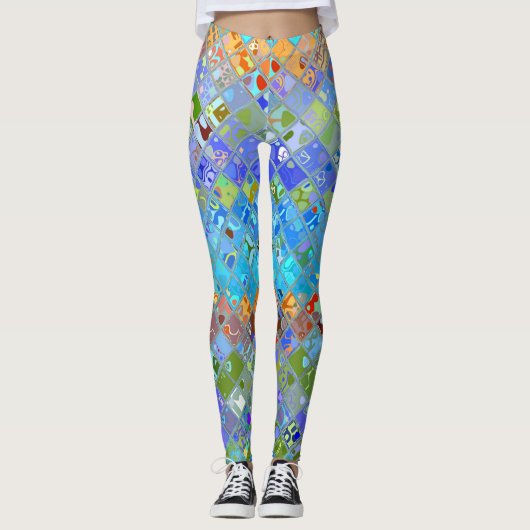 Abstract mozaïekGlas in lood Leggings (Voorkant)