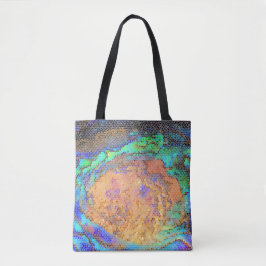 Abstract mozaïekpatroon van levendige zeeoor-schel tote bag