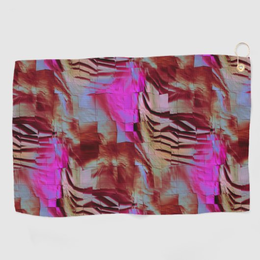 Abstract mozaïektekening van rustieke roze en roes golfhanddoek (Horizontaal)