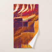 Abstract mozaïekvormig ontwerp van roodachtig oran bad handdoek (Handdoek)
