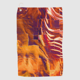 Abstract mozaïekvormig ontwerp van roodachtig oran golfhanddoek