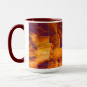 Abstract mozaïekvormig ontwerp van roodachtig oran mok (Links)