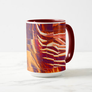 Abstract mozaïekvormig ontwerp van roodachtig oran mok