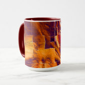 Abstract mozaïekvormig ontwerp van roodachtig oran mok (Voorkant links)