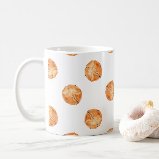 Abstract muffinepatroon koffiemok (Met donut)