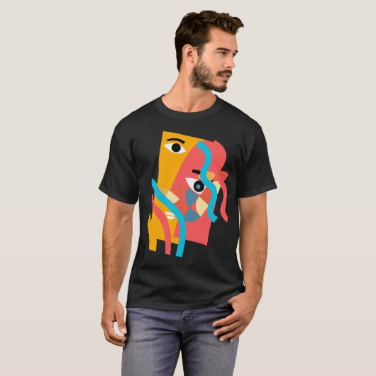 Abstract Multi Color Face Art T-shirt (Voorkant volledig)
