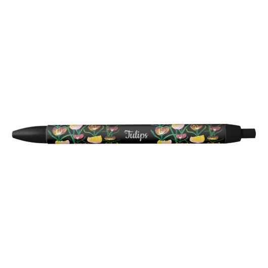 Abstract Multi-Color Tulips Zwarte Inkt Pen (Voorkant)
