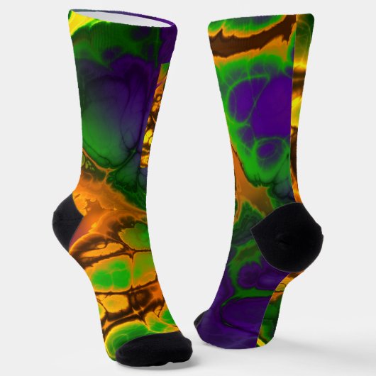 Abstract multi kleur water schilderij patroon sokken (Gebogen)