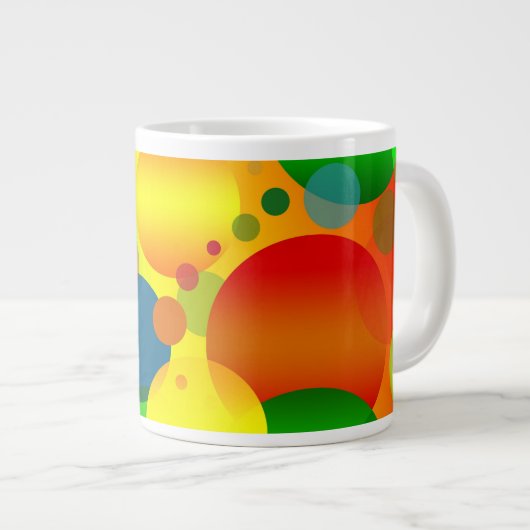 Abstract multicolleur cirkelontwerp grote koffiekop (Voorkant rechts)