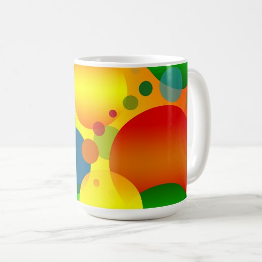 Abstract multicolleur cirkelontwerp koffiemok (Voorkant rechts)