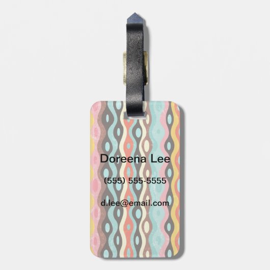 Abstract multicolor-patroon bagagelabel (Achterkant verticaal)