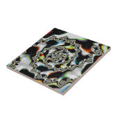 Abstract Multicolor Psychedelic Spiral Fractal Tegeltje (Zijkant)