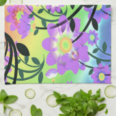  Abstract Multicolored Flowers Paars Theedoek (Gevouwen)