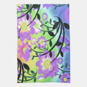  Abstract Multicolored Flowers Paars Theedoek (Verticaal)