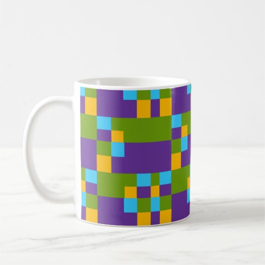 Abstract Multicolored Patroon met vierkanten Koffiemok (Links)
