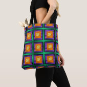 Abstract Multicolored Patroon met vierkanten Tote Bag (Dichtbij)