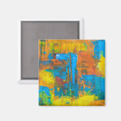 Abstract multikleuren Oranje Abstract acryl Magneet (Voorkant / Achterkant)