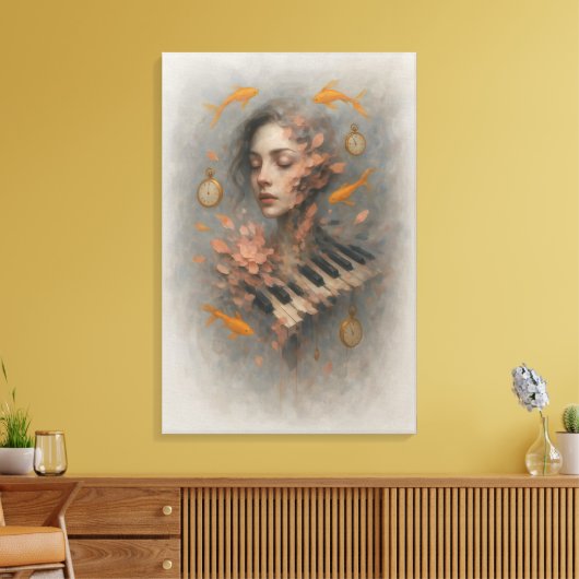 Abstract Music Art | Surreal Piano Canvas Afdruk (Insitu (Woonkamer))